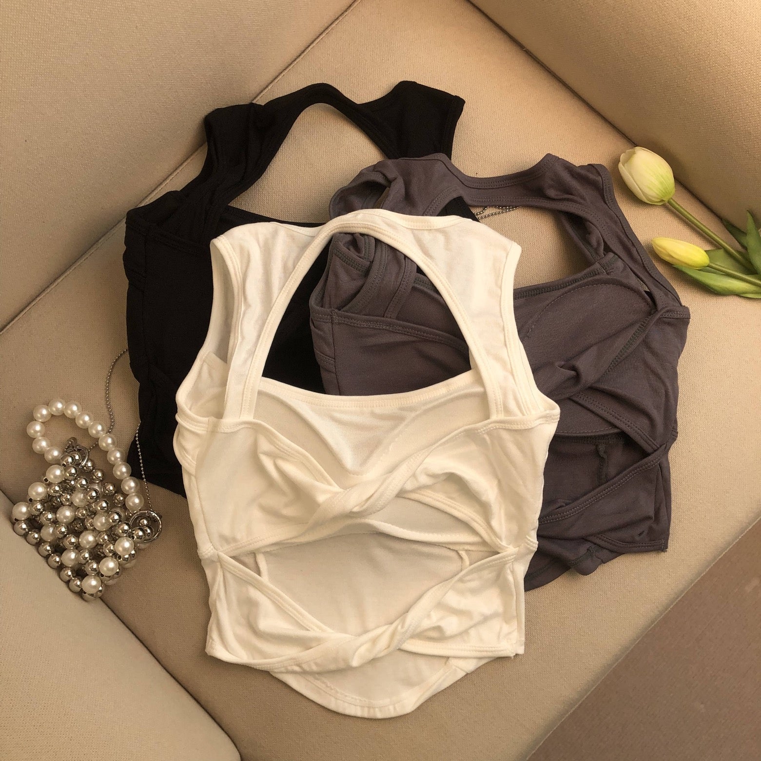 Classic Square Neck Padded Crop Top